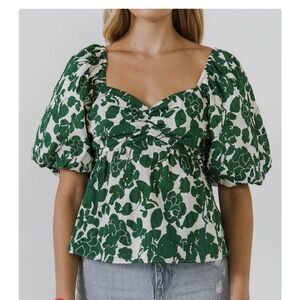 Free the Roses Green Floral Blouse